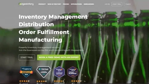 Screenshot of Megaventory website