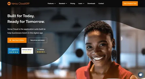 Screenshot of Versa Cloud website