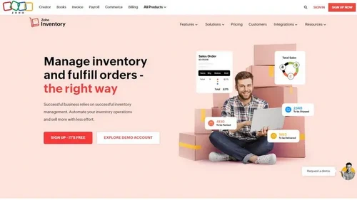 Screenshot of Zoho website