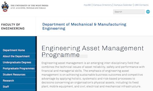 Engineering Asset Management Programme