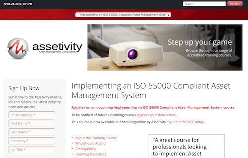 Implementing an ISO 55000 Compliant Asset Management System