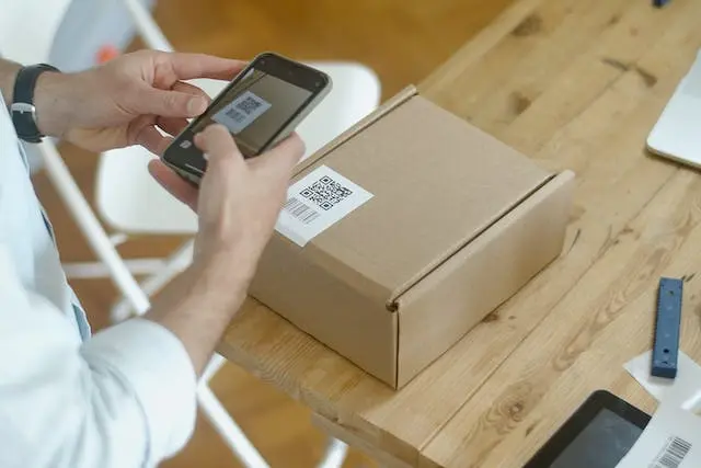 Scanning a QR code on a package